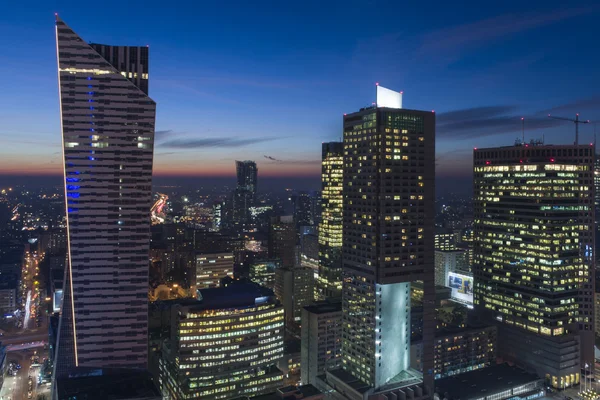 Downtown of Warsaw during the night — Stock Photo, Image