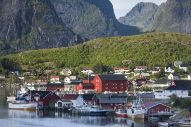 Küçük balıkçı limanı Reine, Lofoten Adaları, Norveç