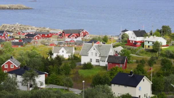 Küçük balıkçı limanı Lofoten Adaları — Stok video