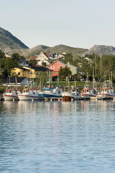 Bateaux de pêche dans un petit port, Norvège — Photo