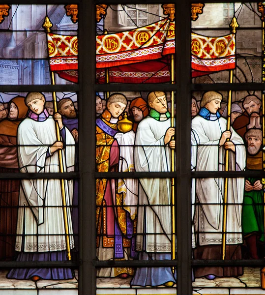 Catholic Procession - Stained Glass — Stock Photo, Image