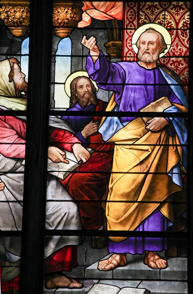 Saint Peter - Stained Glass in Dom of Cologne — Stok fotoğraf