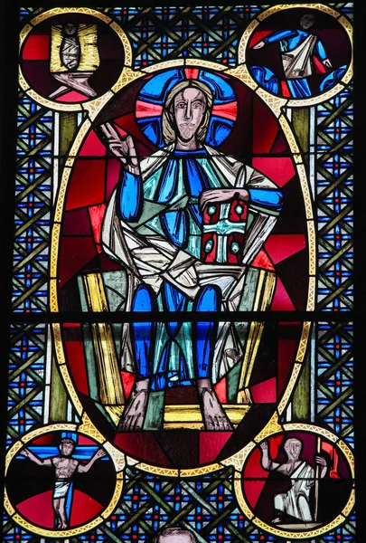 Jesus Christ - Stained Glass in Dom of Cologne — Φωτογραφία Αρχείου
