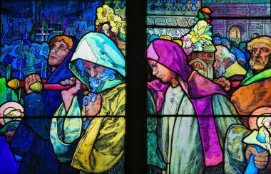Vitray içinde Prag Katedrali Aziz Cyril ve Methodius