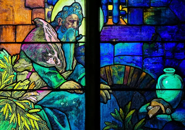 Stained Glass of Saint Methodius by Alphonse Mucha — Stok fotoğraf