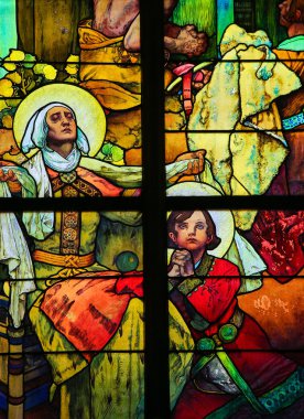 Stained Glass in Prague Cathedral by Alphonse Mucha
