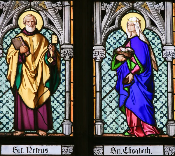 Stained Glass - Saint Peter and Saint Elisabeth — Stok fotoğraf