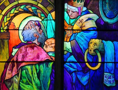 Saints Cyril and Methodius - Stained Glass by Alphonse Mucha