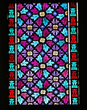 Stained Glass - Pattern of Leaves and Flowers