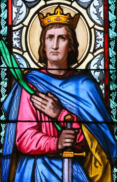 Gebrandschilderd glas - Saint Sigismund, koning van Bourgondië — Stockfoto