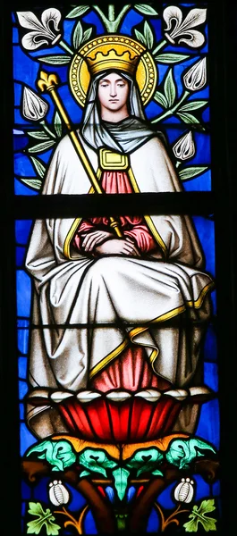 Gebrandschilderd glas - Heilige Maagd Maria — Stockfoto