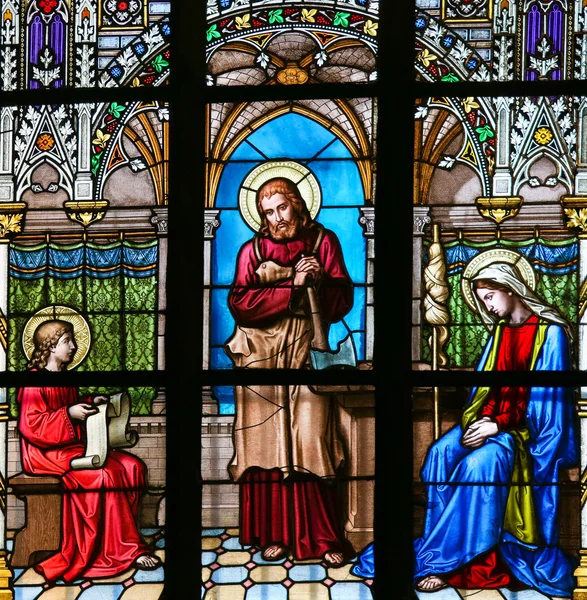 Stained Glass - Jesus studying — Stock Photo, Image