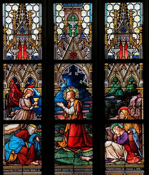 Målat glas - Jesus i Getsemane — Stockfoto