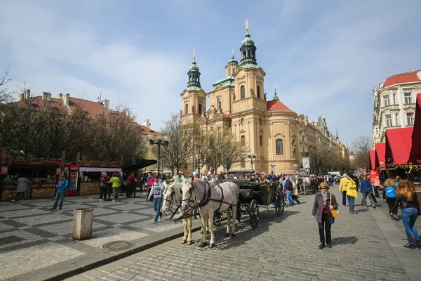 Prague Old Town Square - St Nicholas Church — Stock Photo, Image