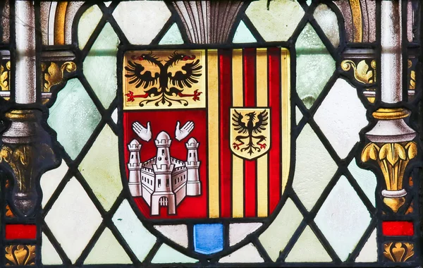 Stained Glass - Coat of Arms of Antwerp Province — Stock Photo, Image