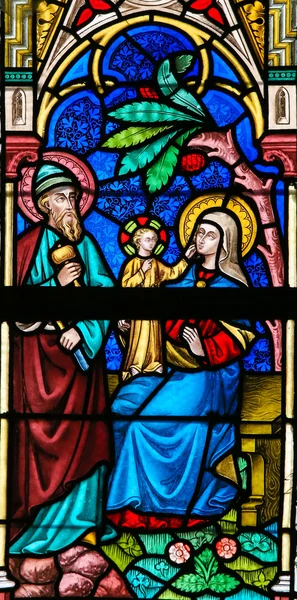 Glasmalerei - Heilige Familie — Stockfoto