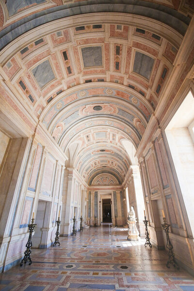 Marble hallway in Mafra Palace, Portugal