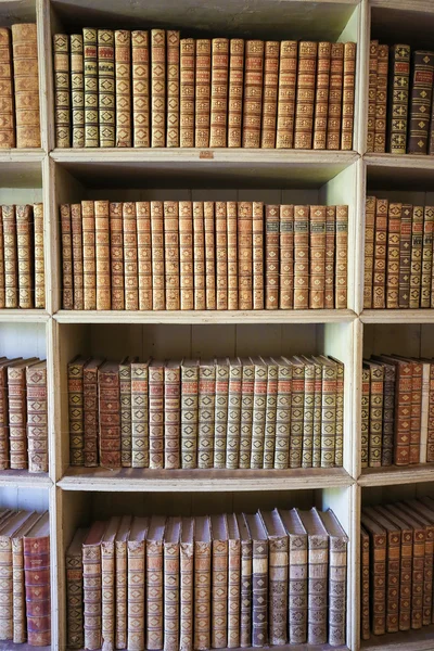 Παλιά βιβλία στη βιβλιοθήκη παλάτι Μάφρα — Φωτογραφία Αρχείου
