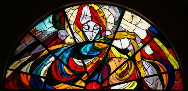 Stained Glass - Apparition of Virgin Mary in Fatima clipart