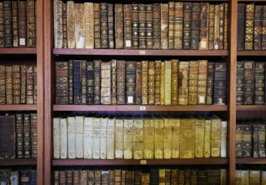 Old books in the library of Coimbra clipart