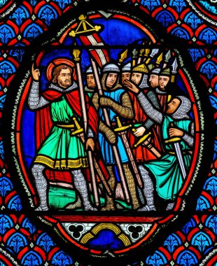 Crusaders - Stained Glass in Cathedral of Tours, France clipart