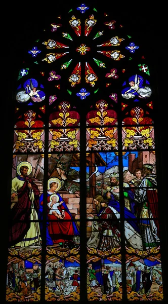 Epiphany Stained Glass in Tours Cathedral — Stock Photo, Image