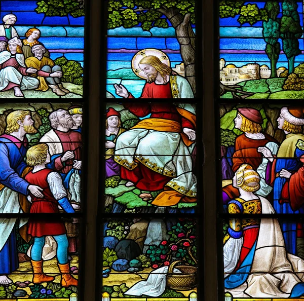 Feeding the multitude - Stained Glass depicting the Miracle of t