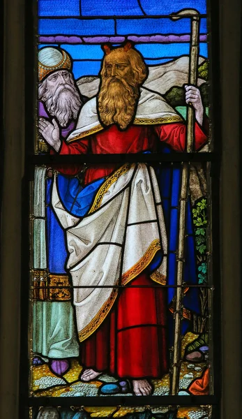 Moisés - Vidro manchado na Catedral de Mechelen — Fotografia de Stock