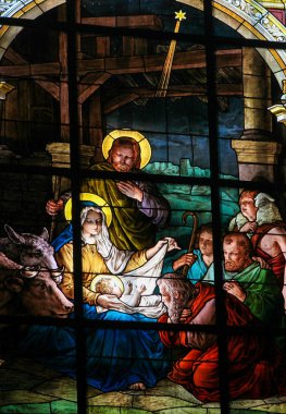 Doğum sahnesi Noel - vitray pencere