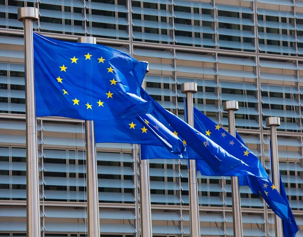 Bandeiras europeias em Bruxelas — Fotografia de Stock