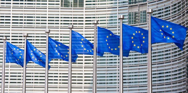 Ευρωπαϊκές σημαίες στις Βρυξέλλες Royalty Free Φωτογραφίες Αρχείου