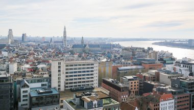 Antwerp, Belçika ortasına havadan görünümü