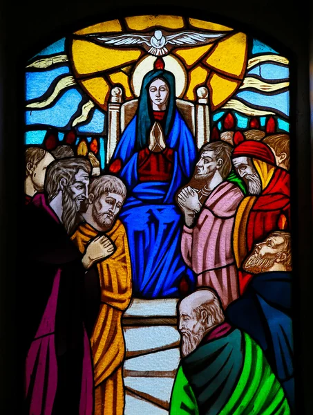 Stained Glass - Assumption of Mother Mary — Stock Photo, Image
