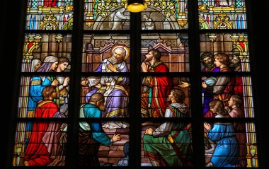 Stained Glass of The Sacrament of Confession in Den Bosch Cathed clipart
