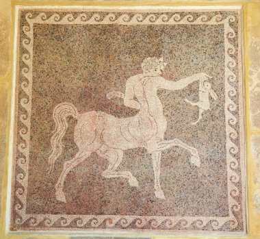 Rodos, Yunanistan müzede bir tavşan tutarak bir Centaur mozaiği