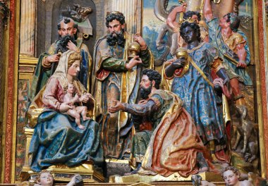 İsa'nın Doğuşu ya da hayranlığı Magi Burgos Katedrali, İspanya
