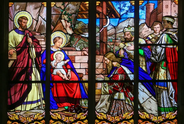 Epiphany Stained Glass in Tours Cathedral — Stock Photo, Image