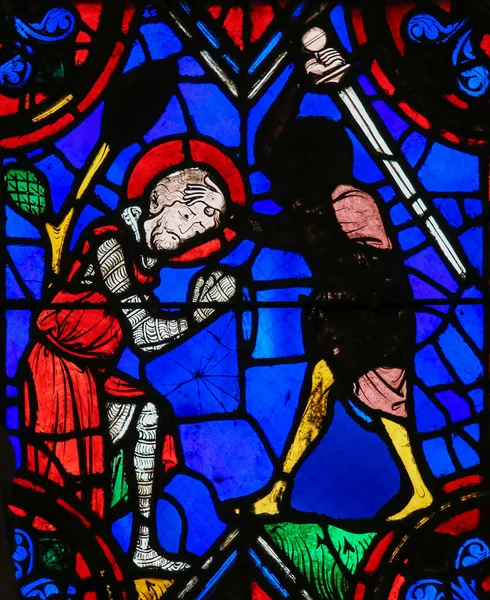 Stained glass window in Tours Cathedral — Stock Photo, Image