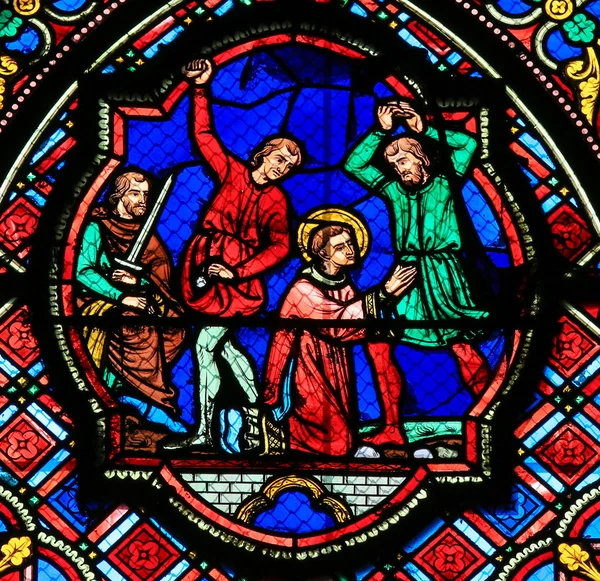 Stained glass window in Tours Cathedral — Stock Photo, Image