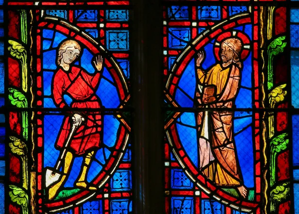 Gebrandschilderd glas in de kathedraal van Tours - Jezus — Stockfoto