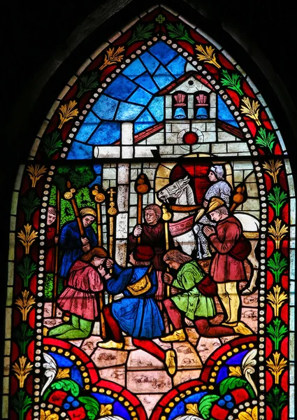 Vidriera de Peregrinos a Compostela en Catedral de León, Sp — Foto de Stock