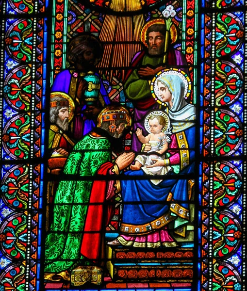 Stained Glass of the Magi or Three Wise Men — Stock Photo, Image