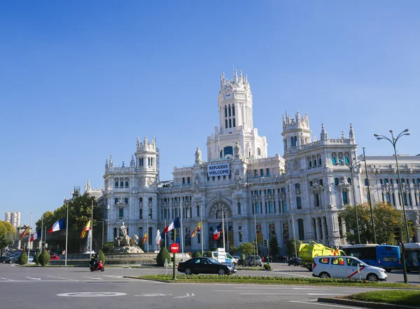 Cybele Palace (City Hall) на Plaza de Cibeles в Мадриде, Spa — стоковое фото