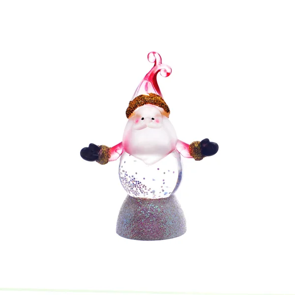 Santa Claus Bola de nieve - souvenir de Navidad aislado en ba blanca — Foto de Stock