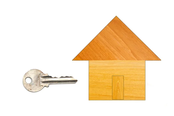 The Wooden House And Key — Stock Photo, Image