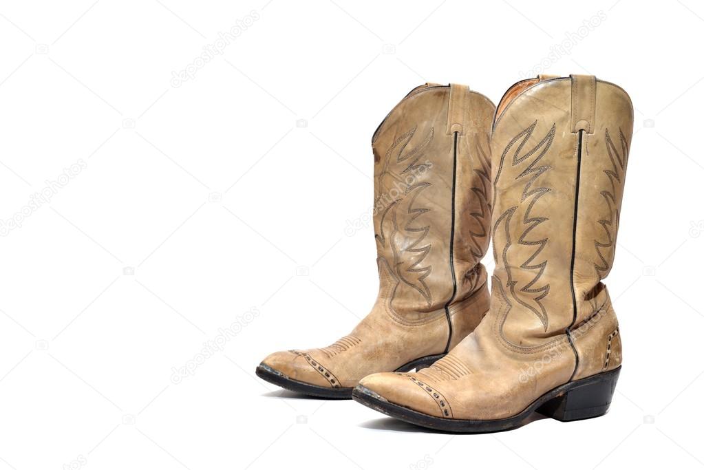 Cowboy's boots from a natural leather 