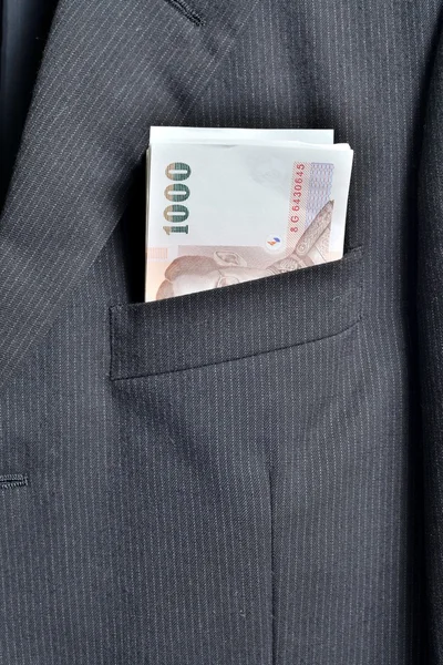 Money in male jacket pocket — Stock Photo, Image