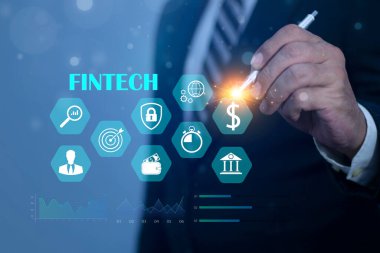Fintech. Finansal teknoloji, online bankacılık ve dijital bankacılık. Kripto para birimi yatırımı ve dijital para.