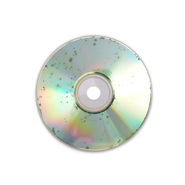 Data loss due to molder on badly damaged CD DVD — Stock Photo, Image