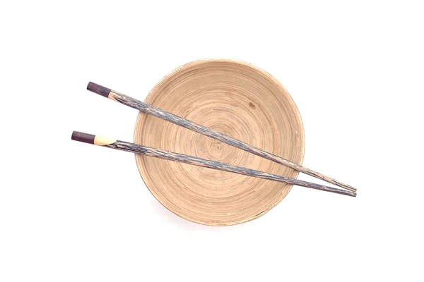 Chopsticks with wooden bowl — Stock Photo, Image